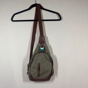 Antik Kraft "Samara" Cotton Canvas Crossbody Sling Bag Pine Brown Hiking Outdoor